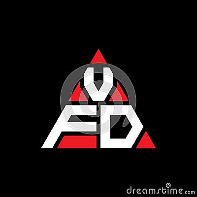 VFD triangle letter logo design with triangle shape. VFD triangle logo design monogram. VFD triangle vector logo template with red Vector Illustration