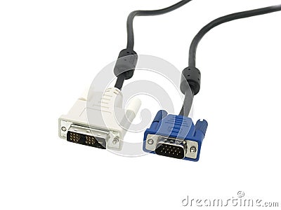 VGA and DVI wires Stock Photo