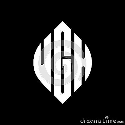 VGX circle letter logo design with circle and ellipse shape. VGX ellipse letters with typographic style. The three initials form a Vector Illustration