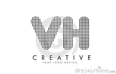 VH V H Letter Logo with Black Dots and Trails. Vector Illustration