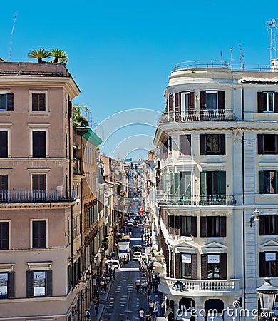 Via Condotti, Rome. This street is the center of fashion shopping in Rom Editorial Stock Photo