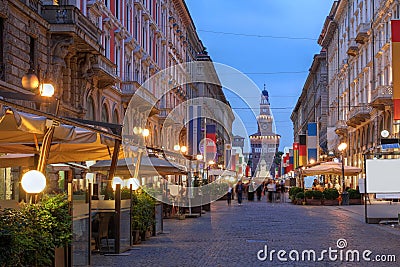 Via Dante, Milan, Italy Stock Photo