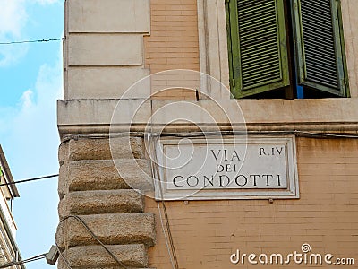 Via dei Condotti marble sign Rome Italy Stock Photo