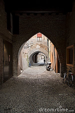 Via delle Volte in Ferrara Editorial Stock Photo