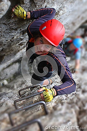 Via ferrata climbing Stock Photo