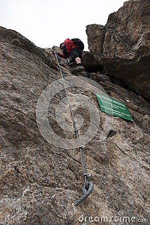 Via ferrata/ klettersteig climbing Stock Photo