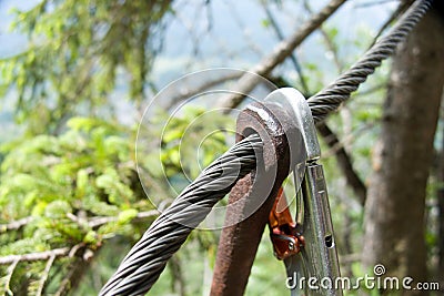 Via ferrata klettersteig fixed rope parh Stock Photo