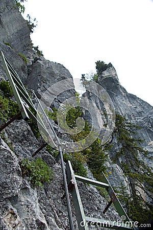 Via ferrata klettersteig fixed rope parh Stock Photo