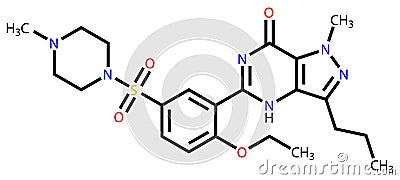 Viagra (sildenafil) structural formula Vector Illustration