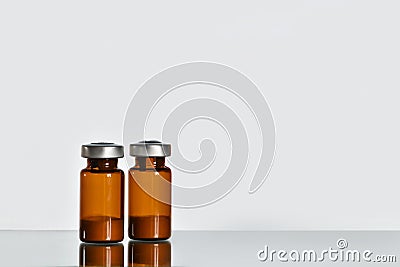 A vial ampoule, container with a drug medicine powder Stock Photo