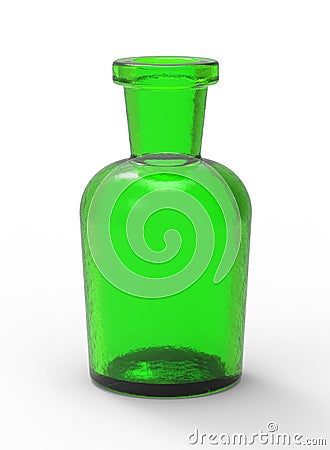 Vial. Bottle. Acid vial. Bottles for drugs. Empty glass bottle. Medical bottle. 3d illustration. Stock Photo
