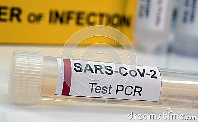 Vial pcr of SarsCov2 coronavirus Stock Photo