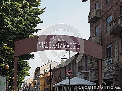 Viale XXIV Maggio avenue in Collegno Editorial Stock Photo