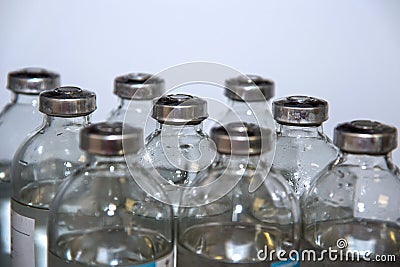 Vials of medicinal solution for the treatment of patients Stock Photo