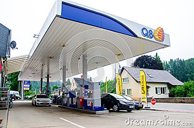 Vianden, Luxembourg - July 27, 2019: Q8 Gas Station. Kuwait Petroleum International, known by our trademark Q8, was established in Editorial Stock Photo