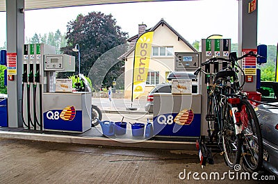 Vianden, Luxembourg - July 27, 2019: Q8 Gas Station. Kuwait Petroleum International, known by our trademark Q8, was established in Editorial Stock Photo