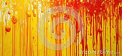 Vibrant Abstract Art with Dripping Yellow and Red Paint, Swirls and Textures Creating Dynamic Visual Flow, copy space Stock Photo