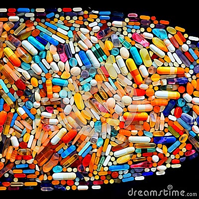 Vibrant Abstract Art: Harmony and Healing with Pills and Medications Stock Photo