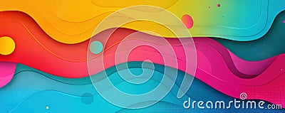 Vibrant abstract background with colorful waves and rounded edges creating a dynamic and energetic design Stock Photo