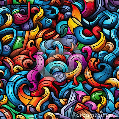 Vibrant abstract background with curvilinear forms and interlocking shapes (tiled) Stock Photo