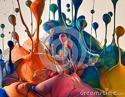 Vibrant Abstract Color Blobs: A Captivating Macro Close-Up Stock Photo