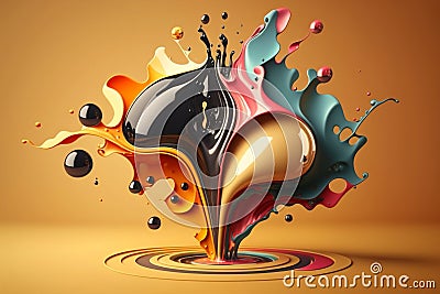 Vibrant Abstract Composition with Multicolored Backgrounds, Generative Ai Stock Photo