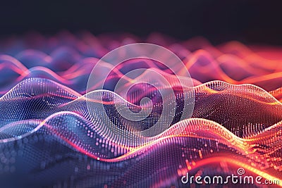 Vibrant abstract digital waves with dynamic flow. Neural network AI generated Stock Photo