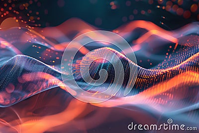 Vibrant abstract digital waves with dynamic flow. Neural network AI generated Stock Photo