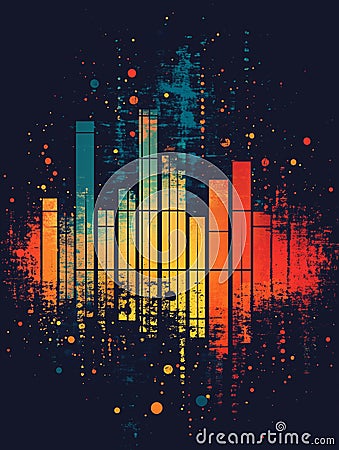 Vibrant abstract equalizer design with colorful bars and dots, perfect for music themed projects. dynamic composition evokes Stock Photo