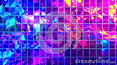 Vibrant Abstract Geometric Background with Colorful Neon Triangular Patterns Stock Photo