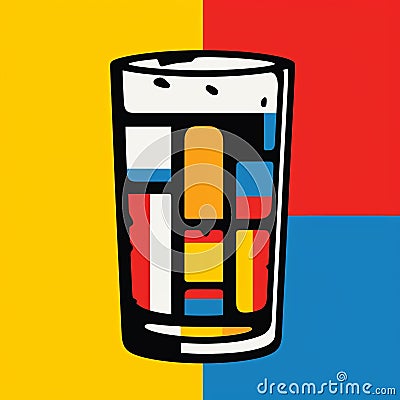 Colorful Glass Of Beer: A De Stijl Inspired Political Illustration Cartoon Illustration