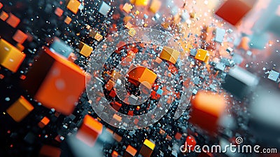 Abstract Motion of Colorful Blocky Data Visualization Stock Photo