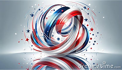 Abstract Patriotic Swirl with Red, White, and Blue, American Theme Stock Photo