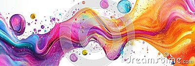 A vibrant and abstract image showcasing the dynamic flow of liquid colors creating a mesmerizing explosion of hues The swirling Stock Photo