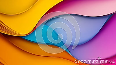 Vibrant abstract layers of multicolored paper in dynamic wave pattern Stock Photo