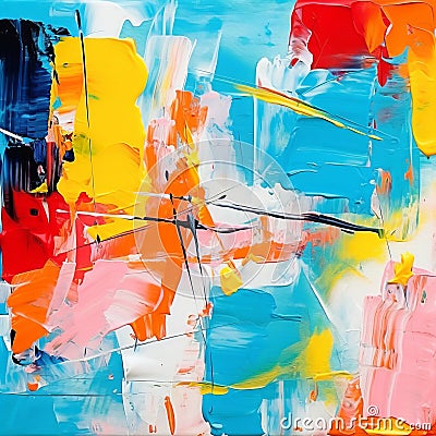 Vibrant Abstract Painting With Bold Colors And Palette Knives Stock Photo