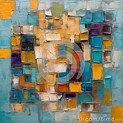 Vibrant Abstract Painting With Color Blocks In Number 8 Style Stock Photo