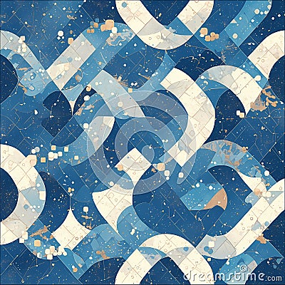 Vibrant Abstract Quilt Design - A Marina's Watery Embrace Stock Photo