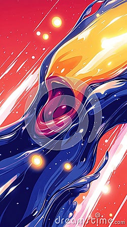 A vibrant abstract representation of a cosmic entity with flowing colors and dynamic shapes Stock Photo