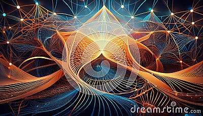 Vibrant Abstraction Intricate Network of Lines and Shapes Forming a Mesmerizing, Dynamic Visual Symphony Stock Photo