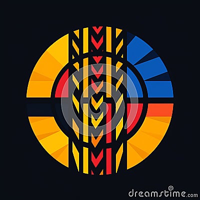 Vibrant American Wheat Logo Inspired By Mondrian - Ndebele Art Style Stock Photo