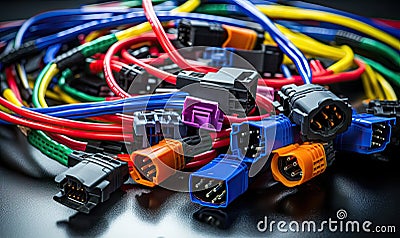 A Vibrant Assortment of Colorful Wires Sparkling on a Table Stock Photo