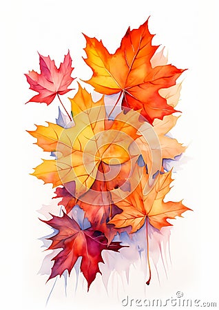 Vibrant Autumn: A Digital Hanging Scroll of Canadian Maple Leave Stock Photo