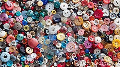 Vibrant background crafted from an array of assorted buttons for a unique visual appeal Stock Photo