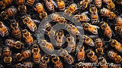 Swarm of bees buzzing against the backdrop. Stock Photo