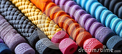 Vibrant Badminton Grips Array Showcasing Texture and Color Customization Options for Players Stock Photo