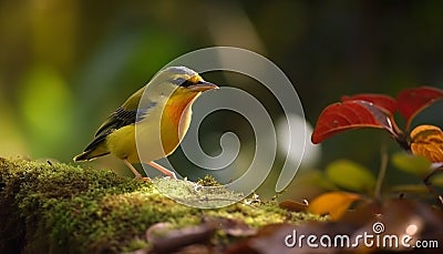 Vibrant bee-eater sits on green branch generated by AI Stock Photo