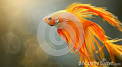 Vibrant Betta Fish Swimming Gracefully Stock Photo