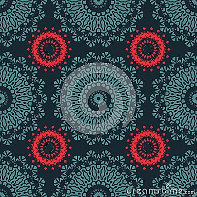 Vibrant biomorphic circular seamless pattern Vector Illustration