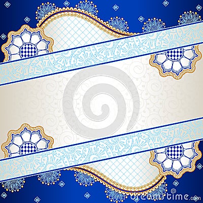 Vibrant blue banner inspired by Indian mehndi Stock Photo